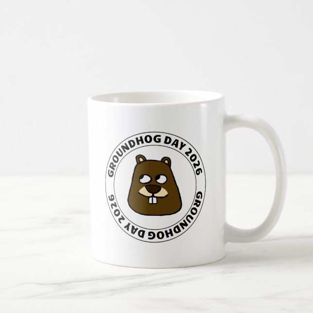 Groundhog Day 2026 with Groundhog face Kaffemugg (Höger)