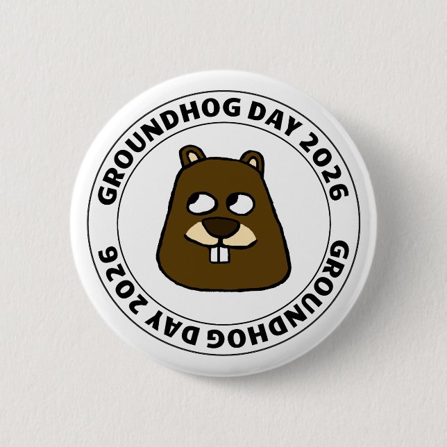 Groundhog Day 2026 with Groundhog face Knapp (Framsida)