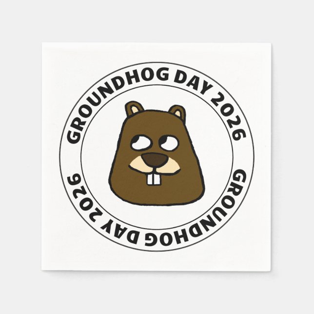 Groundhog Day 2026 with Groundhog face Pappersservett (Framsidan)