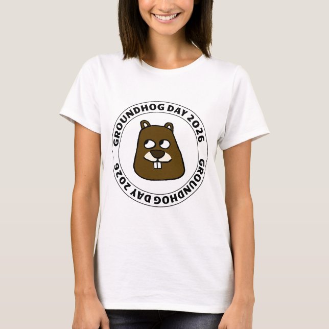 Groundhog Day 2026 with Groundhog face T Shirt (Framsida)