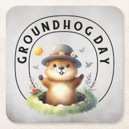Groundhog day 22 February  Underlägg Papper Kvadrat