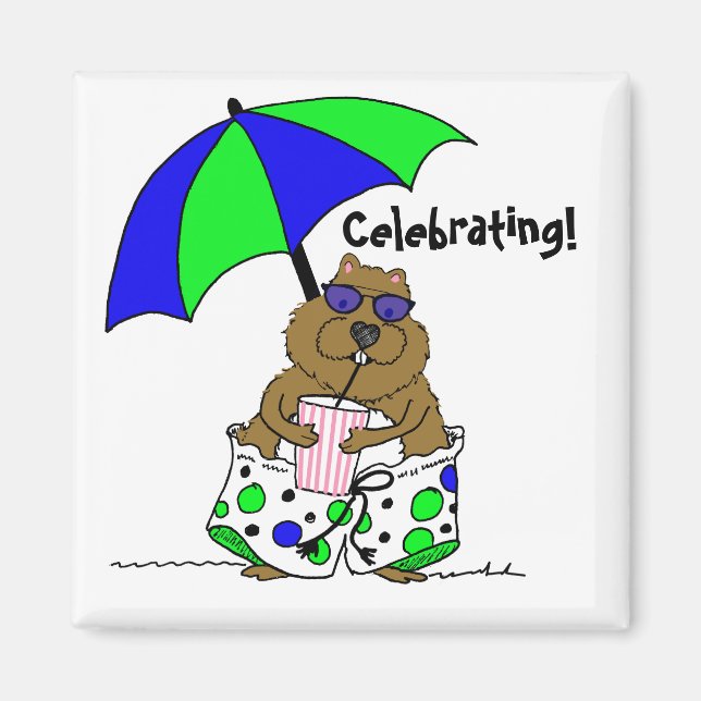 Groundhog Day Beach Umbrella Magnet (Framsidan)