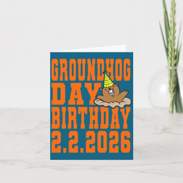 Groundhog Day Birthday February 2nd 2026 Party Ora Kort (Framsida)