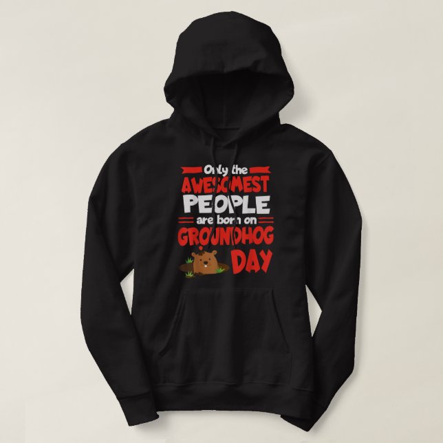 Groundhog Day Birthday Funny Gag Gift Manar Kvinno Hoodie (Design framsida)