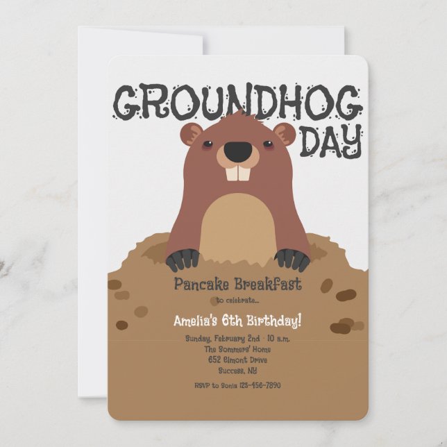 Groundhog Day Birthday Inbjudningar (Framsida)
