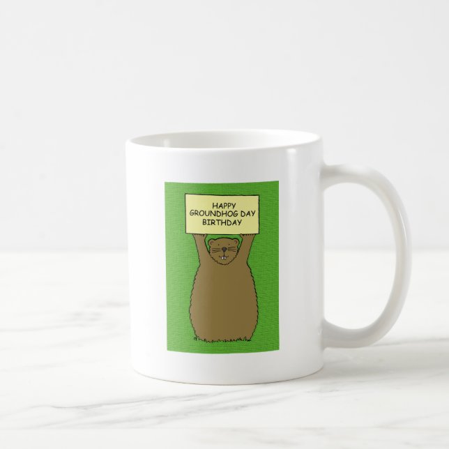 Groundhog Day Birthday Tecknad Kaffemugg (Höger)