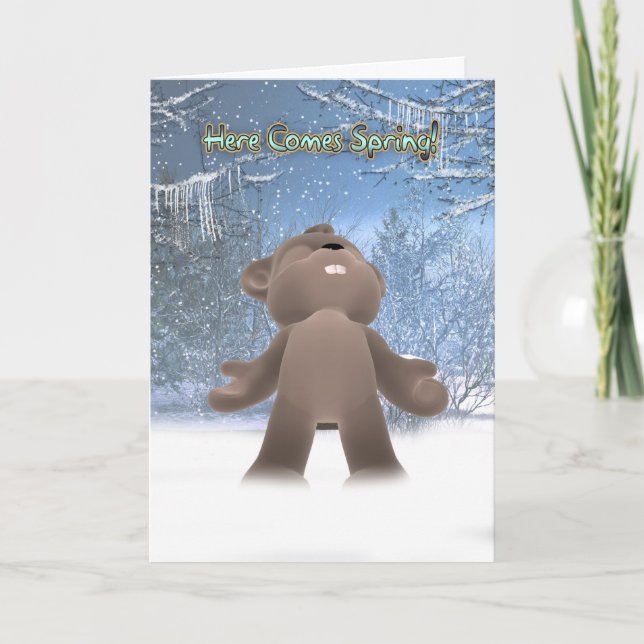 Groundhog Day Card - här kommer Vår Kort (Framsida)