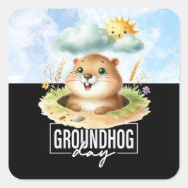 Groundhog Day Celebrate Punxsutawney Fyrkantigt Klistermärke