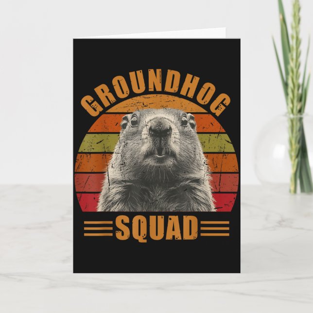 Groundhog Day-dekorationer 2025 Retro Vintage Grou Kort (Framsida)