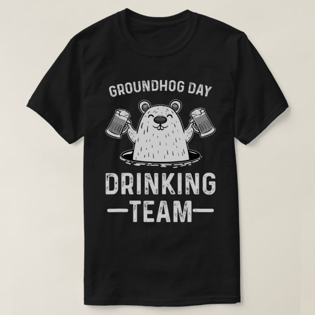 Groundhog Day Drinking Woodchuck Beer Älskare febr T Shirt (Design framsida)
