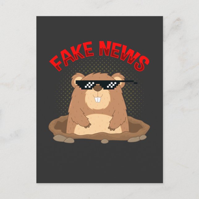 Groundhog Day Fake News Pennsylvania Punxsutawney Vykort (Framsida)