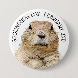 Groundhog Day Februari 2:a Funny Helgdag Button Knapp