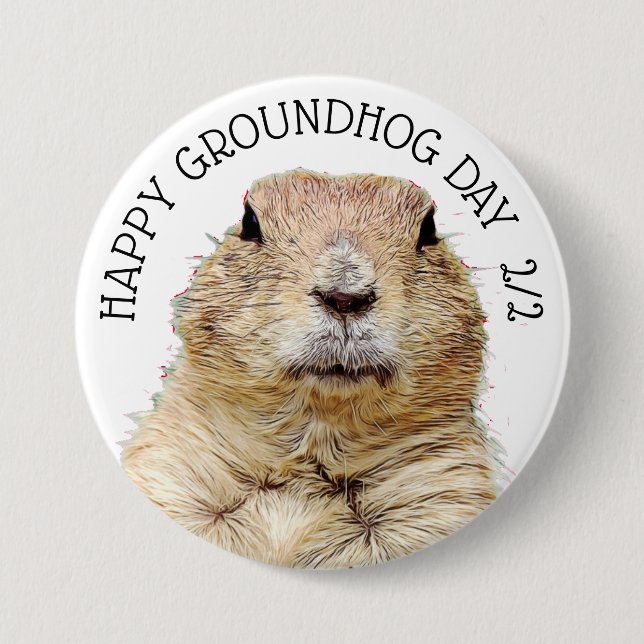 Groundhog Day Februari 2:a Funny Helgdag Button Knapp (Framsida)