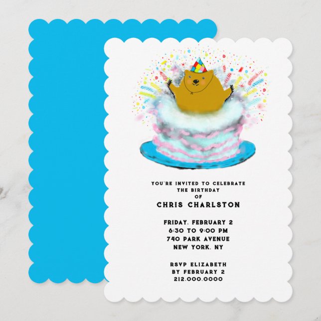 Groundhog Day Februari Födelsedagsfest Inbjudningar (Fram/baksida)