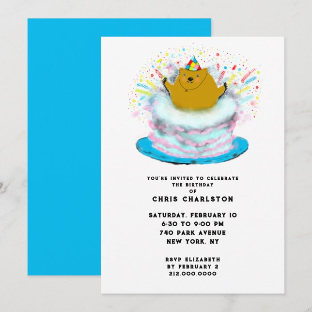 Groundhog Day Februari Födelsedagsfest Inbjudningar (Fram/baksida)