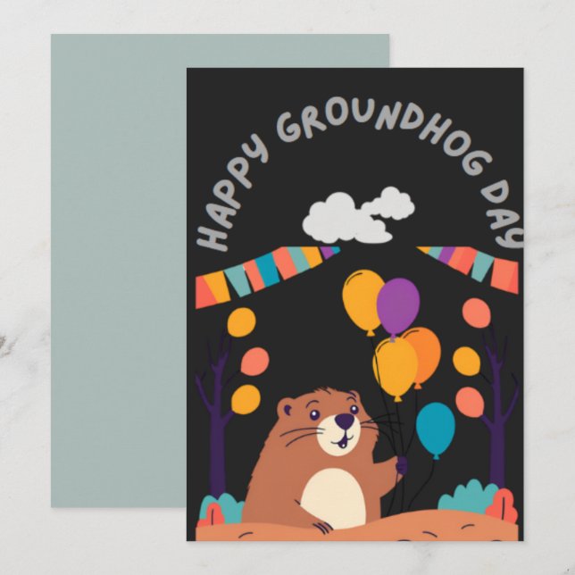 Groundhog Day Firande: Shadow eller Shine? Tack Kort (Fram/baksida)