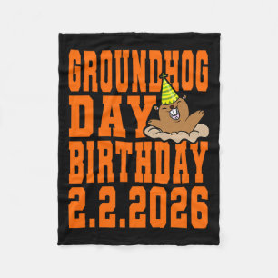 Groundhog Day Födelsedag 2 februari 2026 Party Ora Fleecefilt