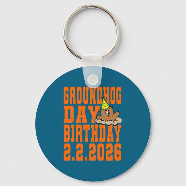 Groundhog Day Födelsedag 2 februari 2026 Party Ora Nyckelring (Framsida)