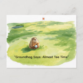 Groundhog Day Golfer Winter Golf Holiday Helg Vykort