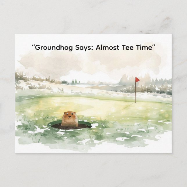 Groundhog Day Golfer Winter Golf Holiday Helg Vykort (Framsida)