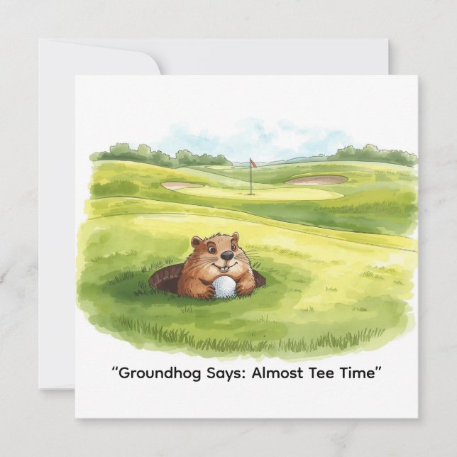 Groundhog Day Golfer Winter Golf Holiday Julkort (Framsida)