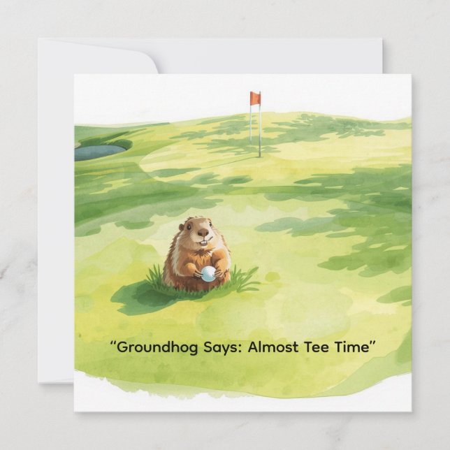 Groundhog Day Golfer Winter Golf Holiday Julkort (Framsida)