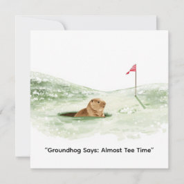 Groundhog Day Golfer Winter Golf Holiday Julkort