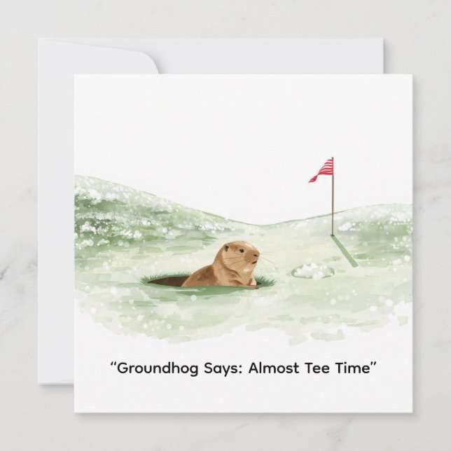 Groundhog Day Golfer Winter Golf Holiday Julkort (Framsida)