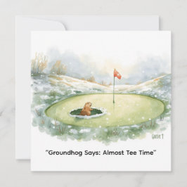 Groundhog Day Golfer Winter Golf Holiday Julkort