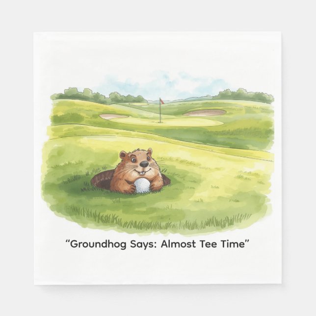Groundhog Day Golfer Winter Golf Holiday Pappersservett (Framsidan)