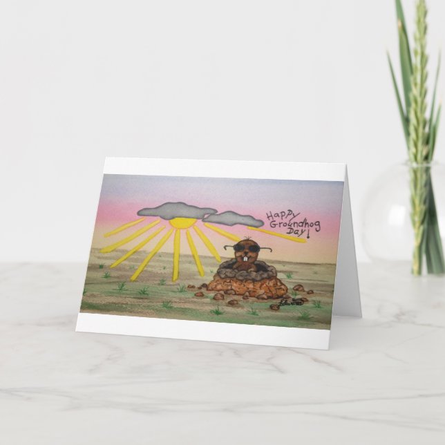 Groundhog Day Greeting Card, Lycklig Groundhog Day Kort (Framsida)