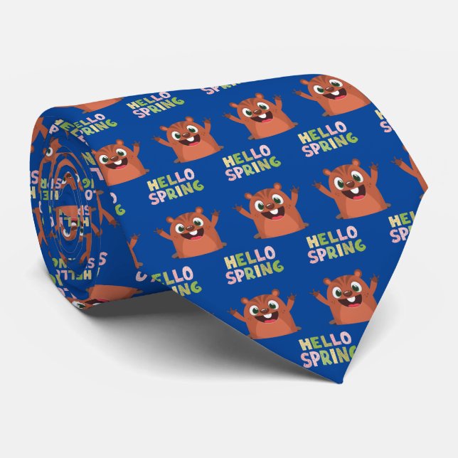 Groundhog Day Hej Vår Funny Blue Slips (Rullad)