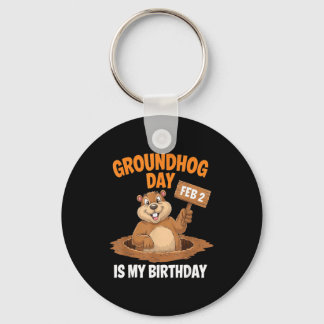 Groundhog Day Is My Birthday February 2nd _3  Nyckelring