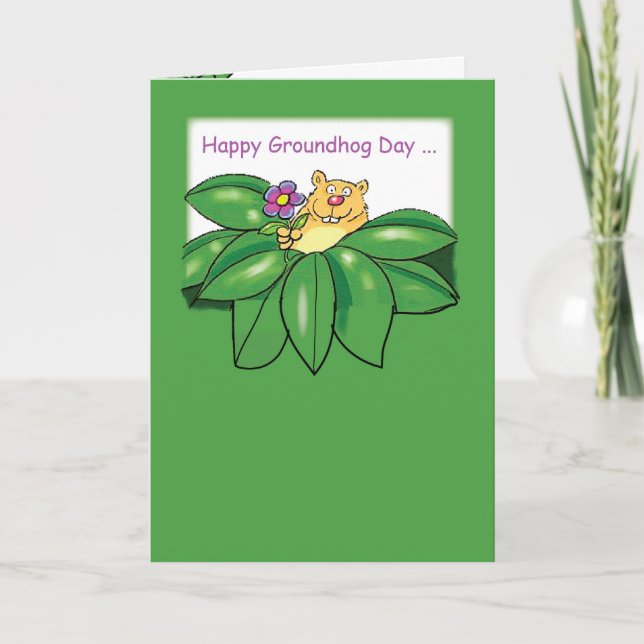 Groundhog Day med Flowers Grönt Kort (Framsida)