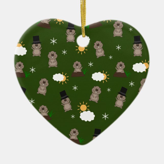 Groundhog Day Mönster Julgransprydnad Keramik (Framsidan)