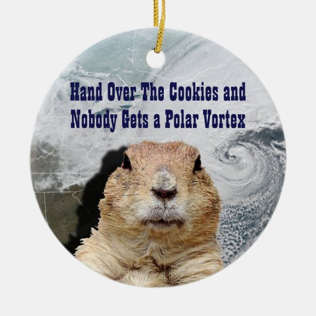 Groundhog Day Polar Vortex Julgransprydnad Keramik (Framsidan)