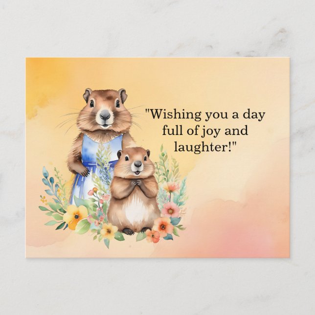 Groundhog Day Postcard - Roligt och Quirky Hälsnin Vykort (Framsida)