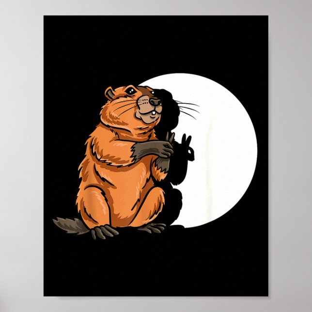 Groundhog Day Shadow Puppet Cute Rodent Costume Fu Poster (Framsidan)