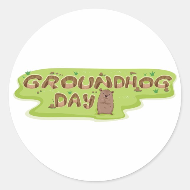 Groundhog Day Stickers Runt Klistermärke (Framsida)