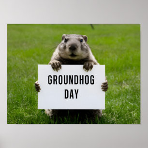 Groundhog Day Themme: Cute Groundhog Poster