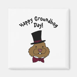 Groundhog Day | Top hat Bow Tie Magnet