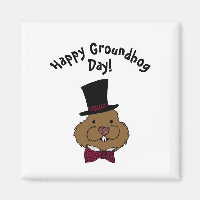 Groundhog Day | Top hat Bow Tie Magnet (Framsidan)
