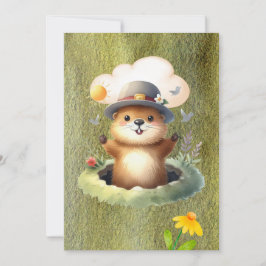 Groundhog day watercolor julkort