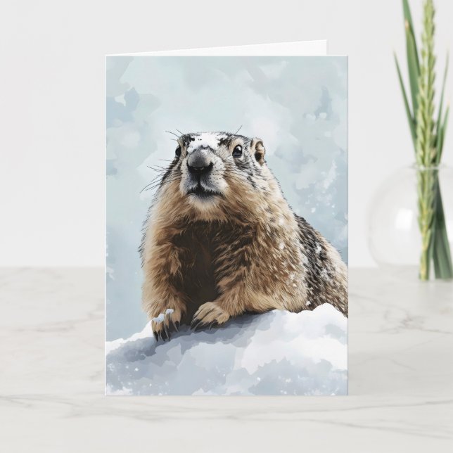 Groundhog Day Winter Snö Helgkort (Framsida)