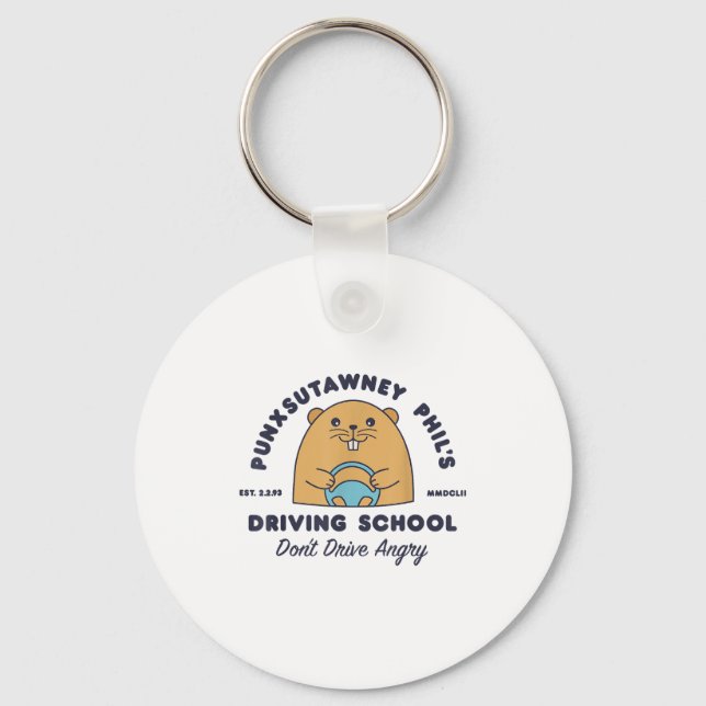 Groundhog Driving School Funny Men Women Retro Rod Nyckelring (Framsida)