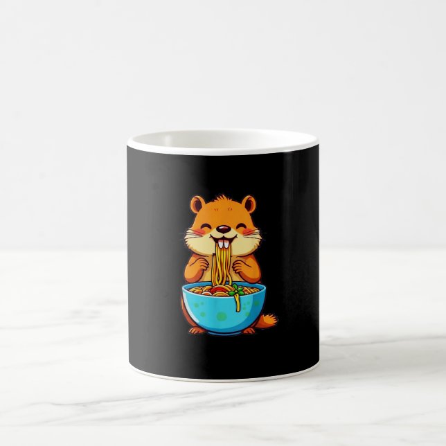 Groundhog Eating Ramen Lycklig Groundhog Day Kaffemugg (Center)
