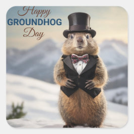 Groundhog Fyrkantigt Klistermärke