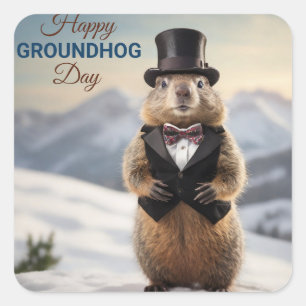 Groundhog Fyrkantigt Klistermärke