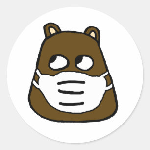 Groundhog i Ansikte Mask Runt Klistermärke