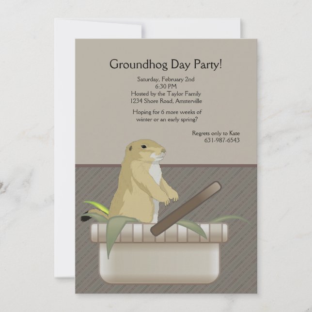 Groundhog i en basketpartyinbjudan inbjudningar (Framsida)